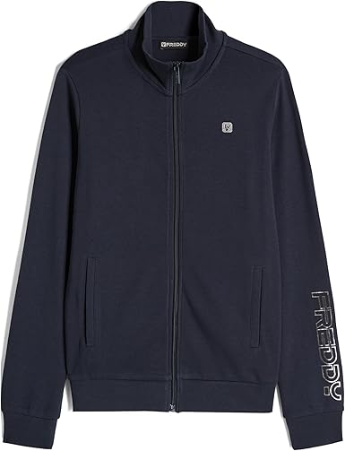 FREDDY Felpa Donna in Interlock con Collo Alto e Stampa Logo Manica