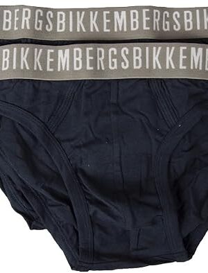 Bikkembergs Slip Uomo Confezione 2 Pezzi Elastico a Vista Cotone Elasticizzato Underwear Articolo BKK1USP02BI