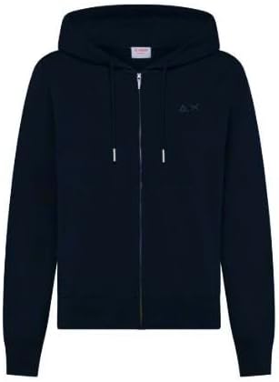 SUN68 Felpa Cappuccio e Zip Intera in Piquet F35224 Tg. L col. 07 Navy Blue