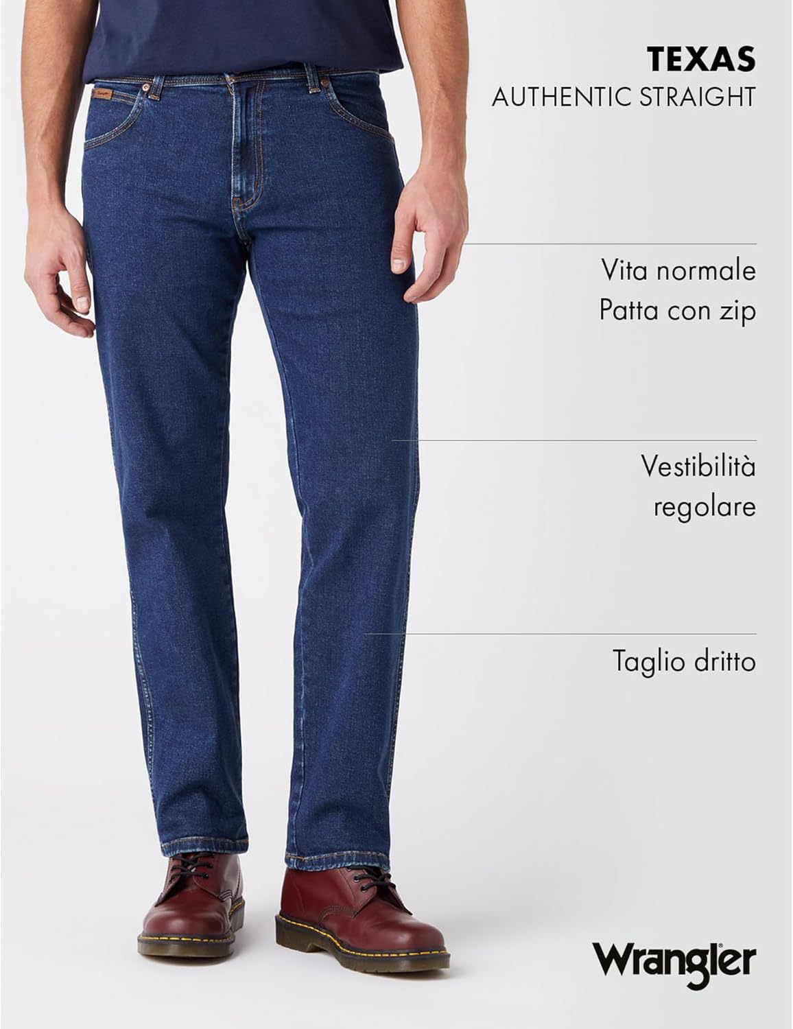 Wrangler Texas, Jeans Uomo, Darkstone Blue - immagine 4