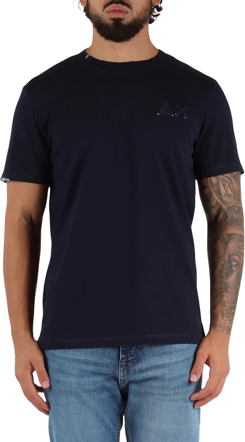SUN68 T-Shirt in Cotone con Patch Logo