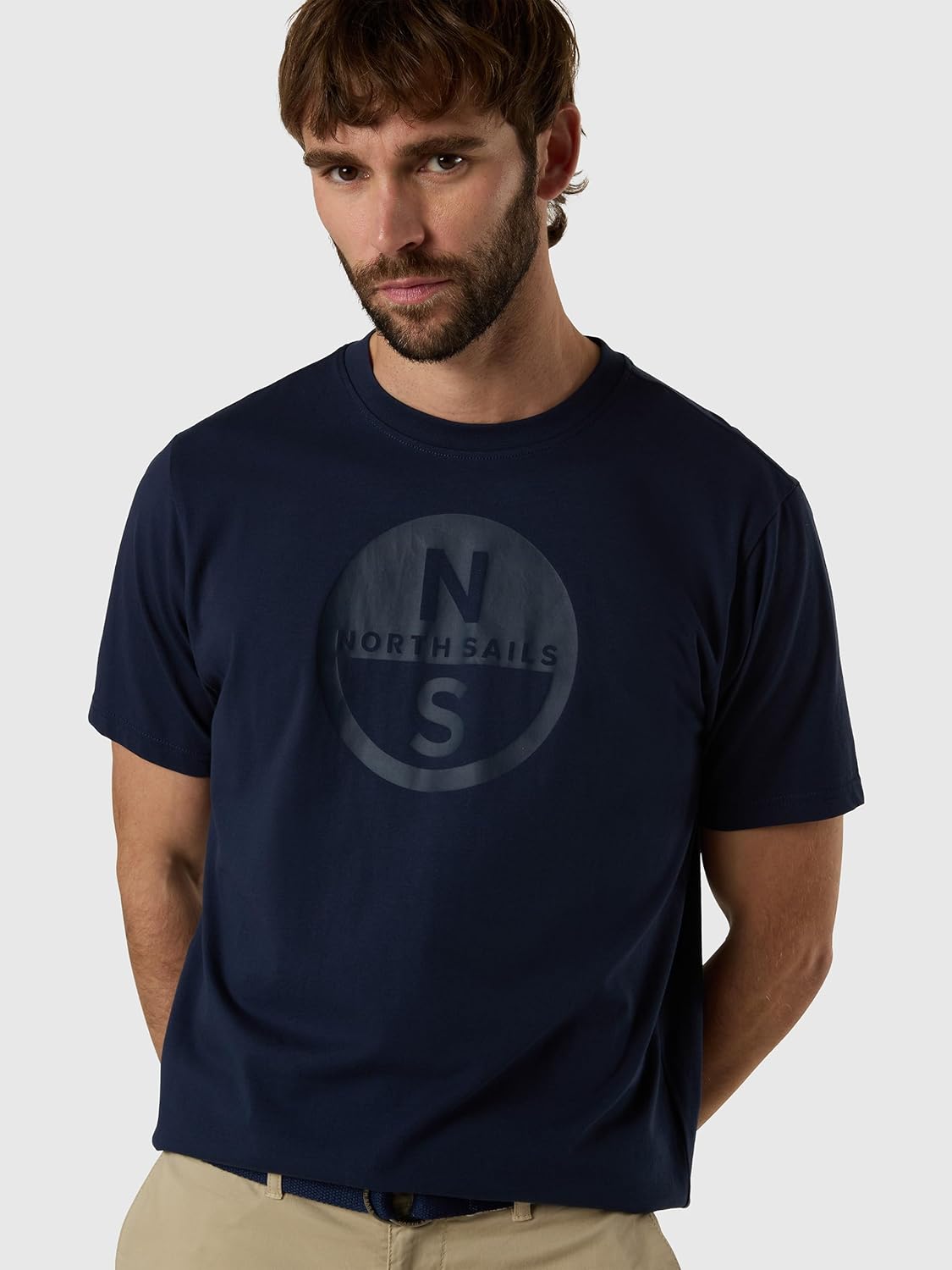 NORTH SAILS T-Shirt Uomo in Jersey di Cotone Organico con Maxi Logo Frontale - immagine 4