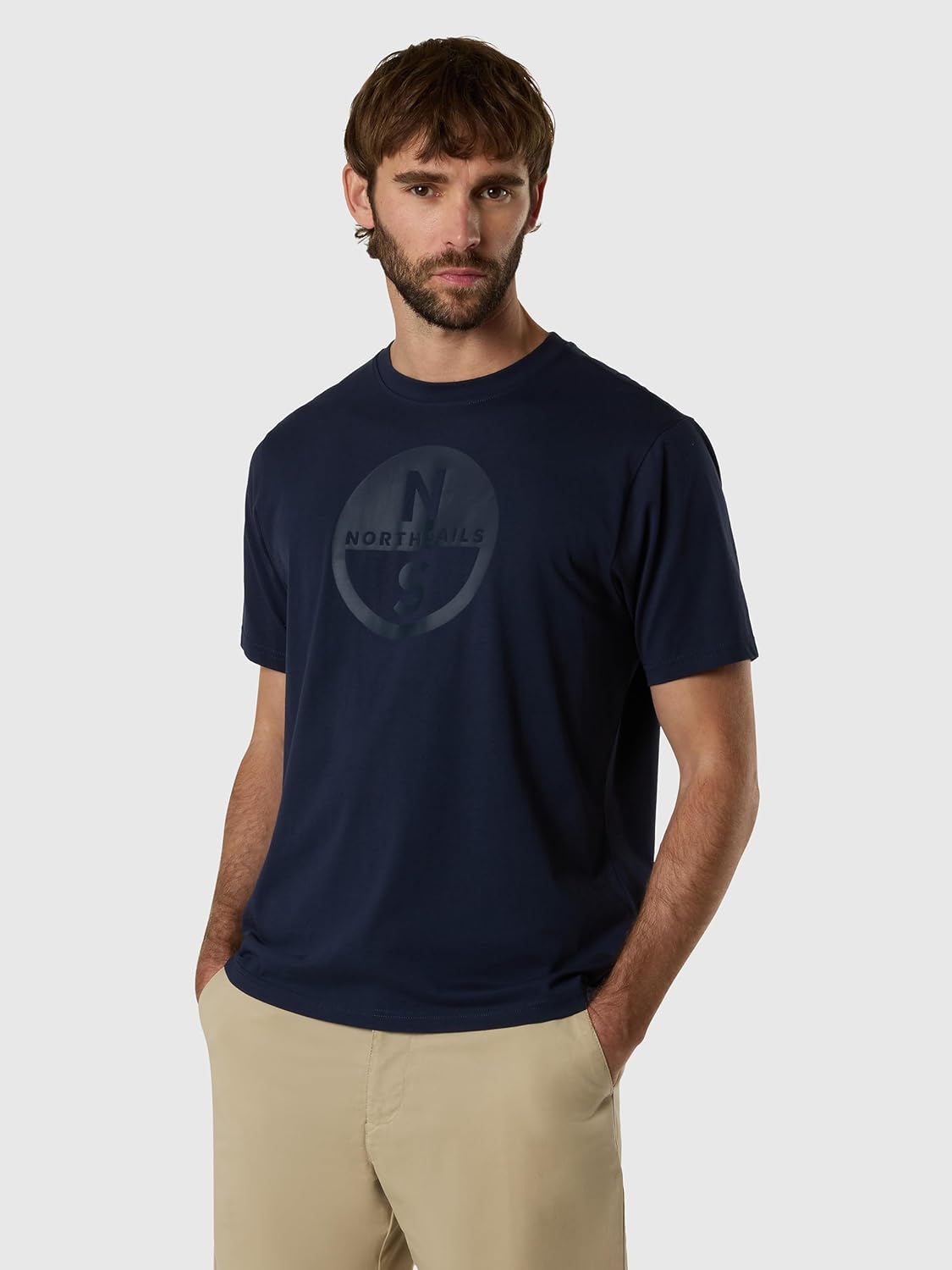 NORTH SAILS T-Shirt Uomo in Jersey di Cotone Organico con Maxi Logo Frontale - immagine 2