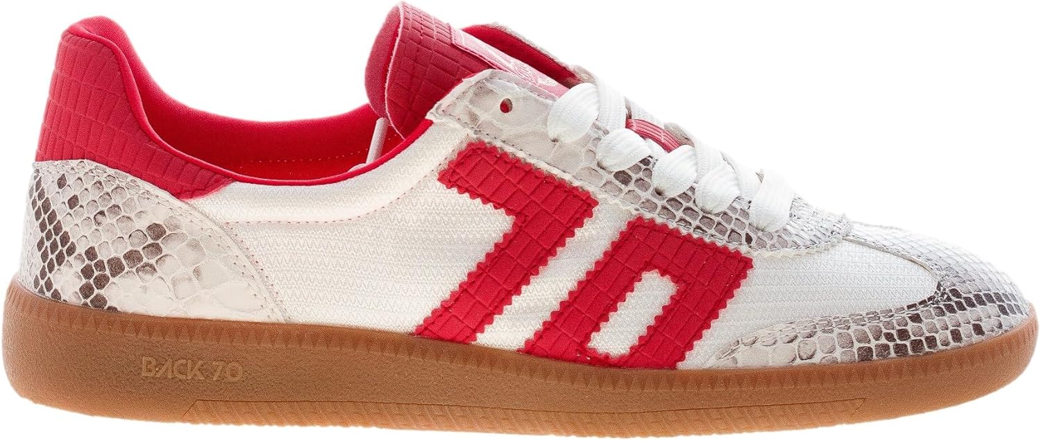 Back 70 Donna Sneaker Ghost in Tessuto Bianco e Pelle Rossa con Stampa Rettile