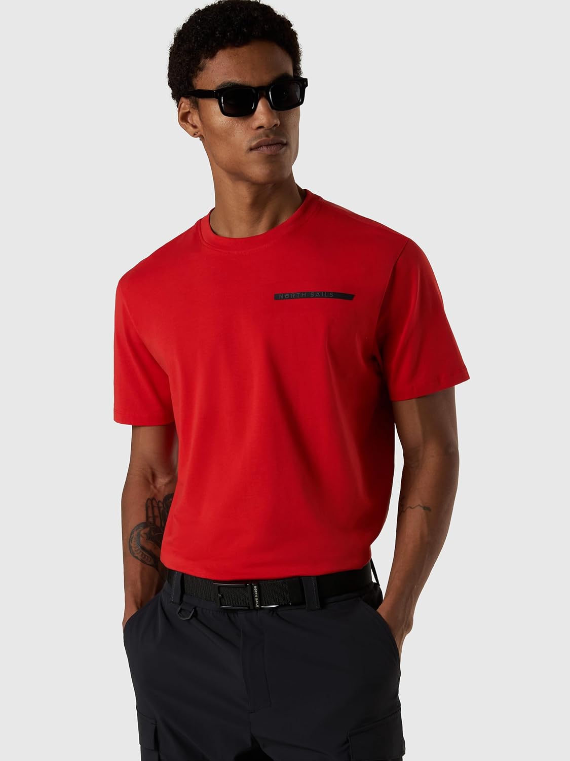 NORTH SAILS T-Shirt Uomo in Jersey di Cotone Organico Stretch con Lettering in Rilievo - immagine 3