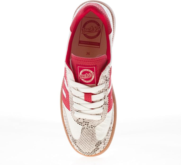 Back 70 Donna Sneaker Ghost in Tessuto Bianco e Pelle Rossa con Stampa Rettile - immagine 20