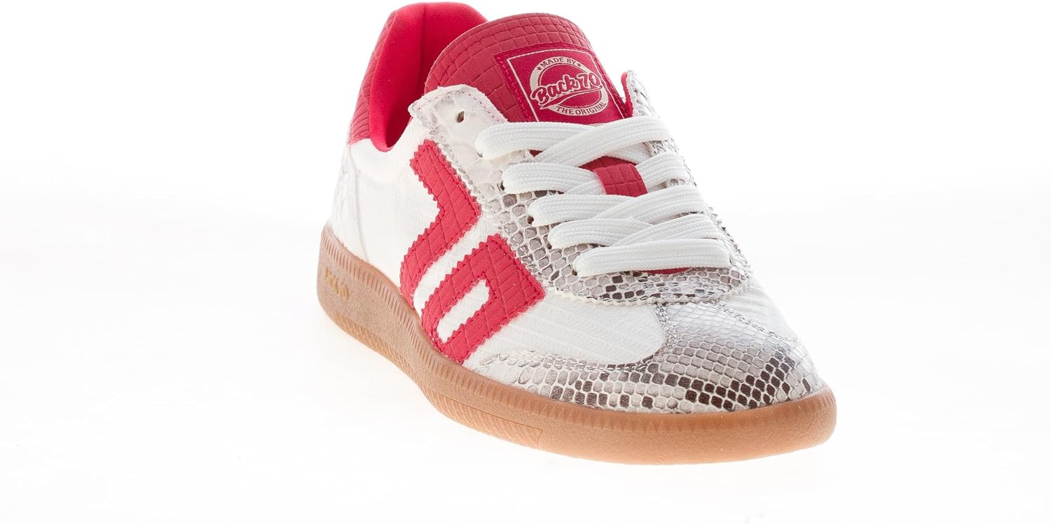 Back 70 Donna Sneaker Ghost in Tessuto Bianco e Pelle Rossa con Stampa Rettile - immagine 5
