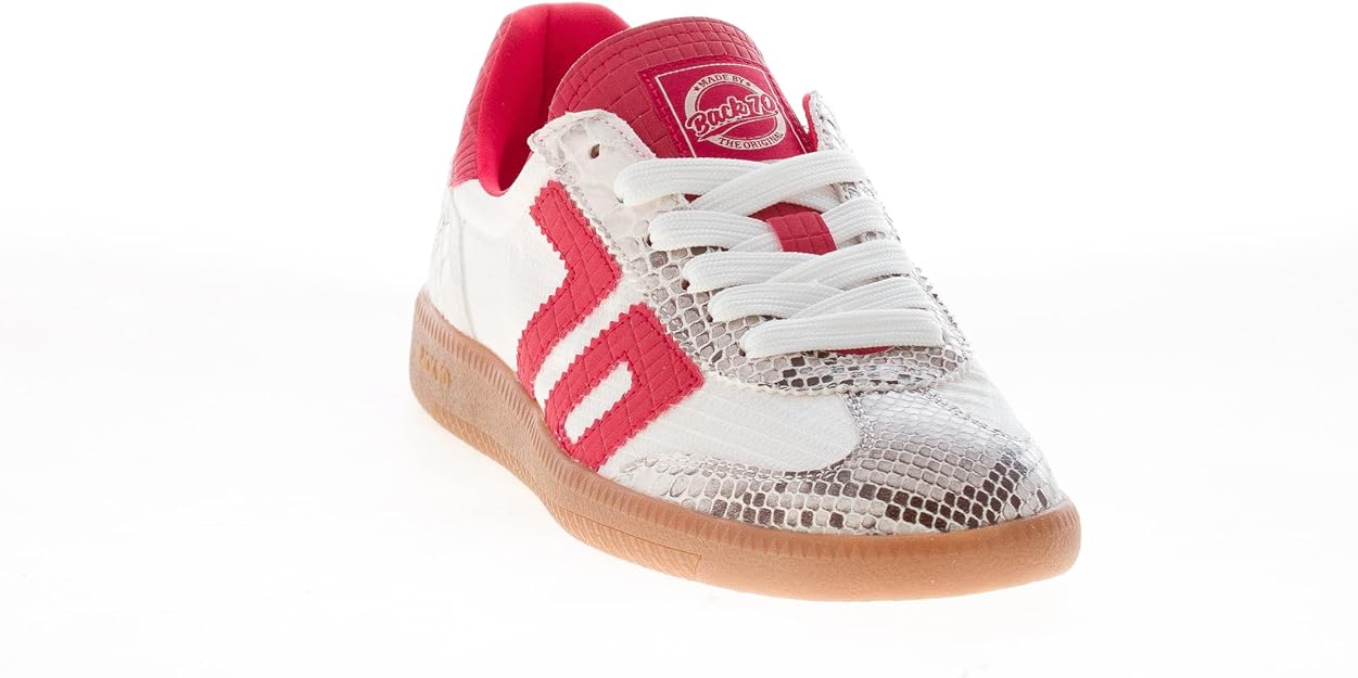 Back 70 Donna Sneaker Ghost in Tessuto Bianco e Pelle Rossa con Stampa Rettile - immagine 6