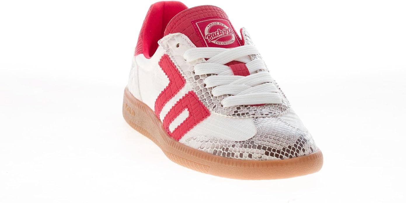Back 70 Donna Sneaker Ghost in Tessuto Bianco e Pelle Rossa con Stampa Rettile - immagine 8