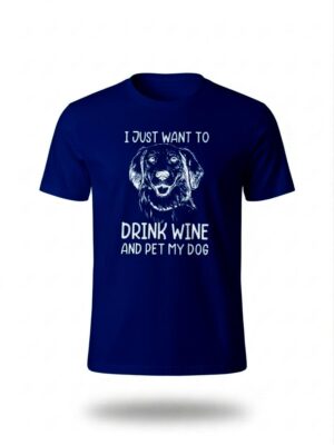 T-shirt "Wine & Pet" Uomo in Cotone Premium con Grafica Iconica per Amanti dei Cani e del Buon Vino Taglio Moderno e Alta Qualità Ideale per Pomeriggi in Giardino o Passeggiata Informale