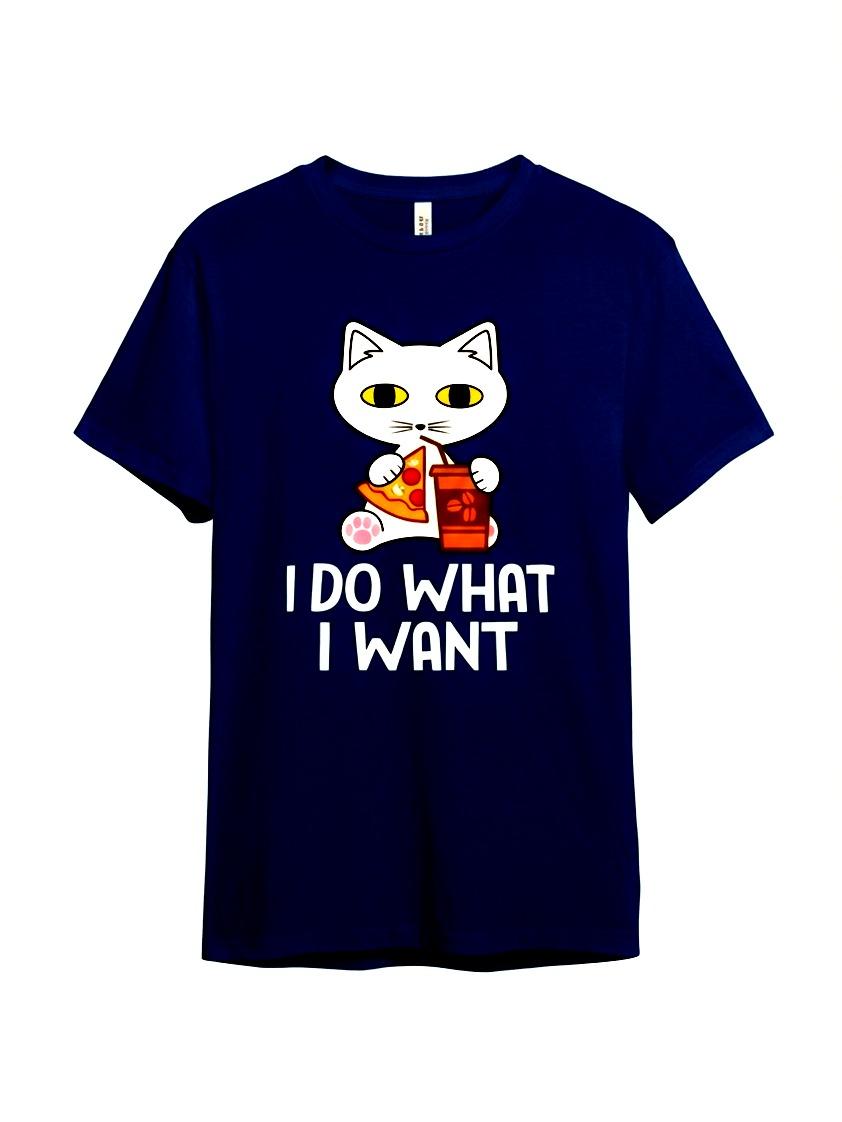Rebel Cat T-shirt "I Do What I Want" Donna in Cotone Traspirante con Grafica Ironica e Taglio Moderno per Look Casual-Chic - immagine 6