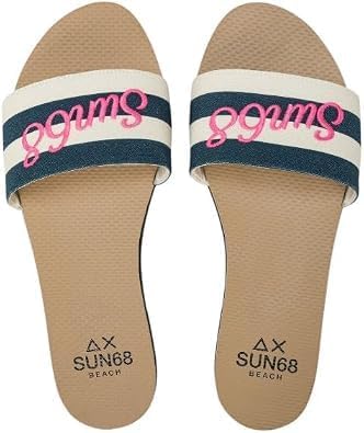 SUN68 Ciabatta X36208 Slippers Beach Brigitte Embroidery