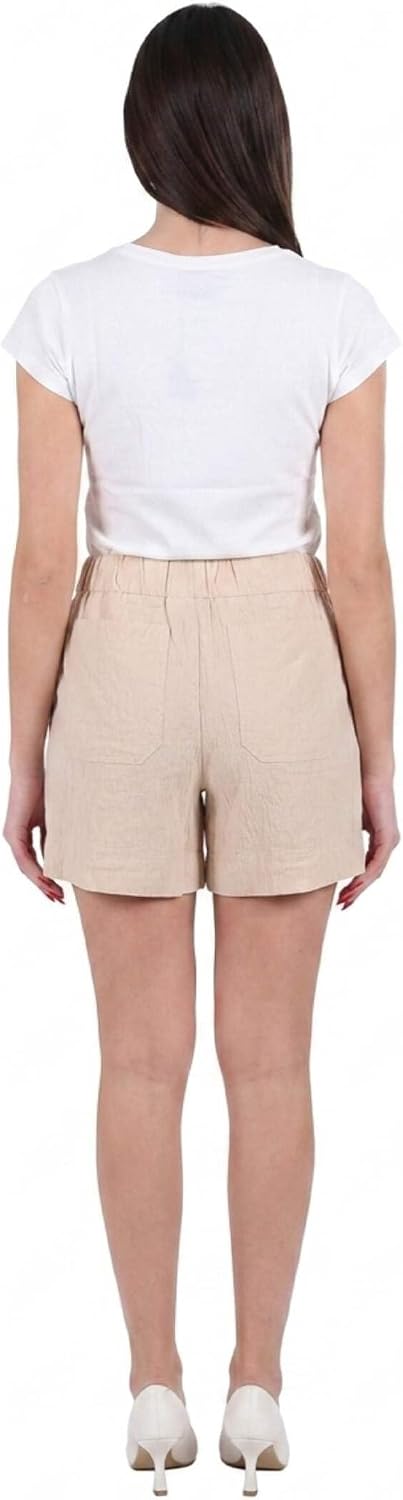 Yes Zee Bermuda in Misto Lino con Chiusura con Zip e Tasche Laterali ed Elastico sul Retro - immagine 3