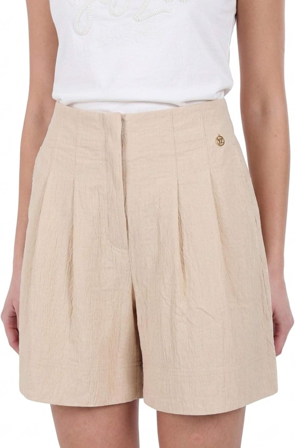 Yes Zee Bermuda in Misto Lino con Chiusura con Zip e Tasche Laterali ed Elastico sul Retro - immagine 5