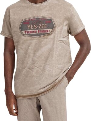 Yes Zee T-Shirt Uomo Jersey Cotone Stampa Ricamo Art. 01T700