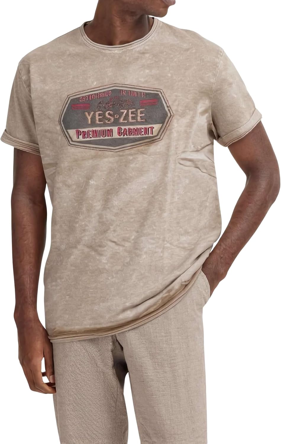 Yes Zee T-Shirt Uomo Jersey Cotone Stampa Ricamo Art. 01T700