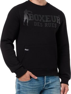 BOXEUR DES RUES Felpa Girocollo Uomo Nera con Logo